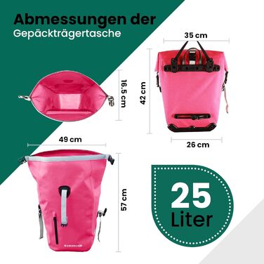 Кофр і рюкзак Bomence 2 в 1, багажна полиця для велосипедного рюкзака, сумка-переноска з функцією рюкзака, комбінована сумка для велосипеда (рожевий набір)