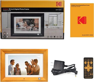 Цифровий фоторамка Kodak 10.1 дюймів з IPS-екраном, підтримкою USB/SD, відтворення фото/музики/відео, календарем та будильником, з пультом дистанційного керування (чорний)