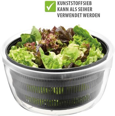 Салатниця GEFU з відром та кришкою для зберігання, 3л, чорно-сіра