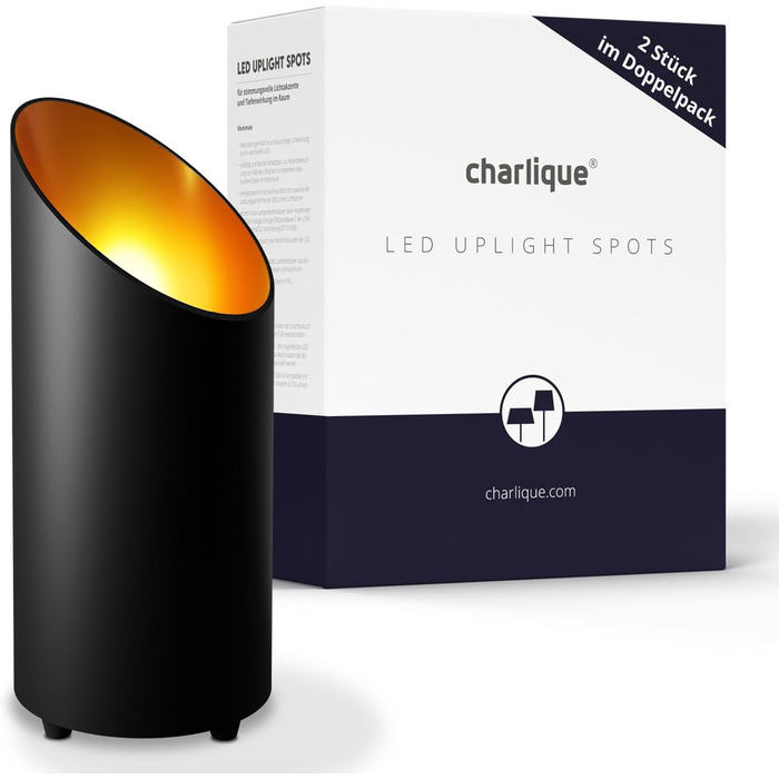 LED прожектор для підсвічування (2 шт) білий 6W, підлоговий світильник для непрямого освітлення в вітальню, настільна лампа GU10 230V, тепле світло 2700K (Чорний)