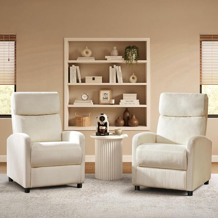 Крісло-релакс Yaheetech для телевізора, крісло-софа, крісло для відпочинку з регульованою підніжкою, лежак з бежевої тканини Cord