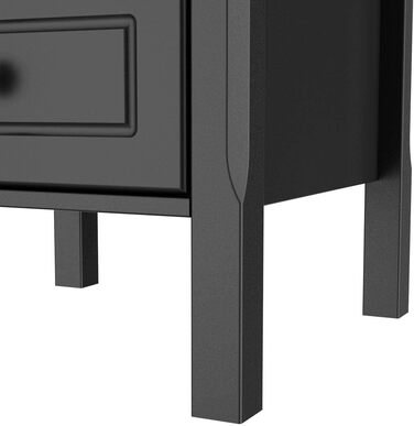 Приліжкова тумбочка Yaheetech Приліжкова шафа Приліжкова консоль для пружинного ліжка, тумбочка Журнальний столик з 3 висувними ящиками, висота 60 см, (чорний)