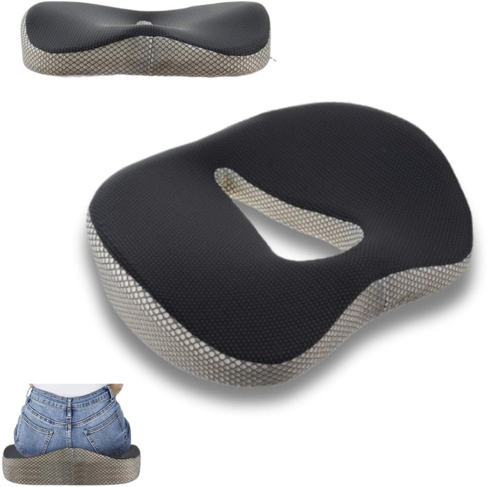 Ортопедична віскоеластична подушка для полегшення болю від геморою, ішіасу та болю куприка, висока щільність, ергономічний дизайн, знімний чохол, ідеальна для офісу, дому та подорожей