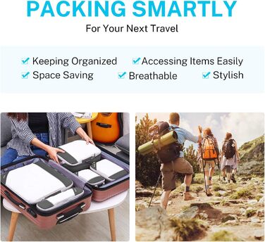 Набір компресійних органайзерів для одягу Gonex (6 шт.), сірий — міцні дорожні сумки-пакувальники для валізи та подорожей