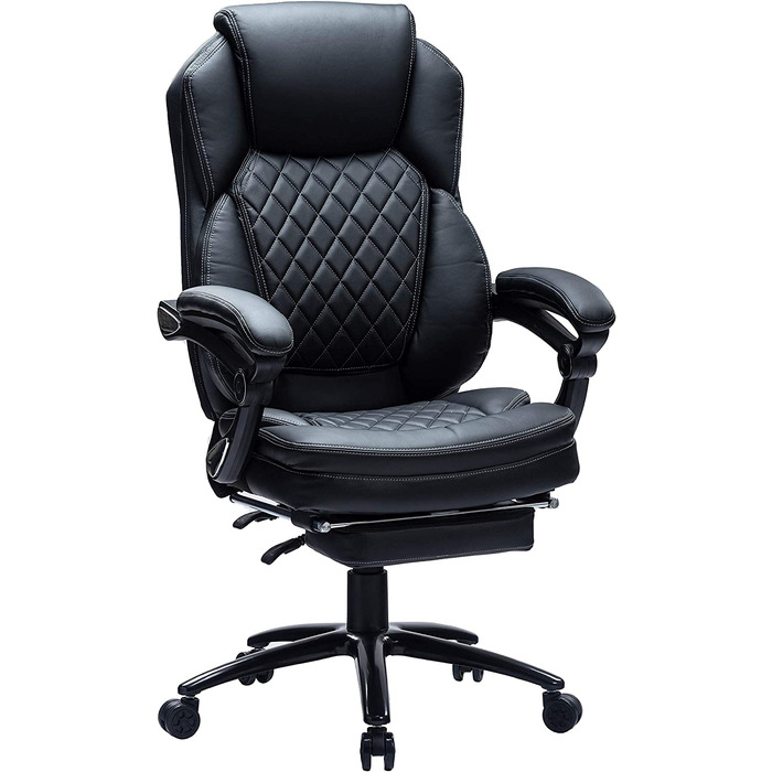 Керівницьке крісло KCREAM 9291 з підставкою для ніг до 250 кг чорне