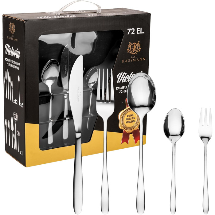 Набір столових приборів Karl Hausmann на 12 осіб (72 шт.) - нержавіюча сталь, безпечний для миття в посудомийній машині
