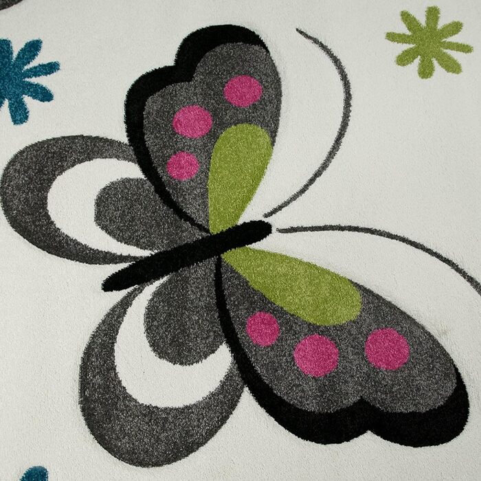 Барвистий килимок-метелик для дитячої кімнати u2012 підходить для алергіків u2012 кремовий, 120 см круглий крем 120 см