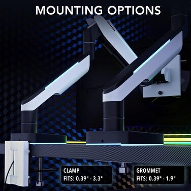 Кріплення для монітора Mount-It! Heavy Duty Ultrawide до 49 дюймів, 20 кг, VESA 75x75/100x100, RGB-підсвічування, кріплення для моніторів Samsung Odyssey G9