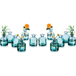 Набір ваз для квітів Glasseam в стилі бохо 12 шт 11,5х8 см прозоро-темно-зелені