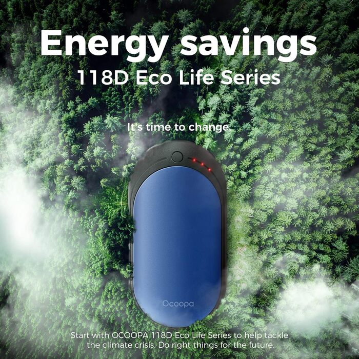 Електричний кишеньковий гріє OCOOPA з 5 рівнями нагріву та до 10 годин роботи, 5200 mAh, синій