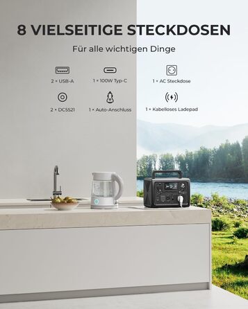 Портативна електростанція BLUETTI EB3A 268Wh: акумулятор LiFePO4, 600W (1200W пікова потужність), для кемпінгу та дому