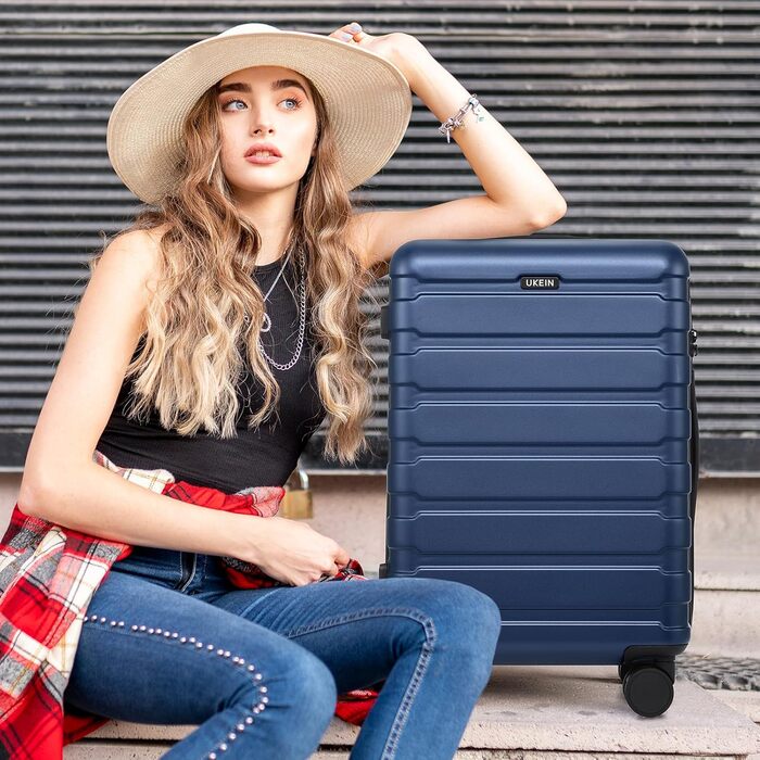 Набір валіз Roadcheer: Тріо валіз на колесах з полікарбонату з TSA-замком + рюкзак, 3 косметички та сумочка для взуття (Блакитний)