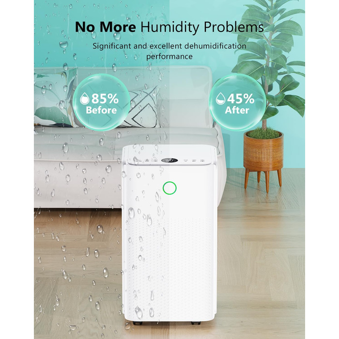 Електричний осушувач повітря 12л/день, тихий осушувач для дому, квартири, підвалу з 3 режимами, таймером 24г, автоматичною відтайкою та енергозбереженням