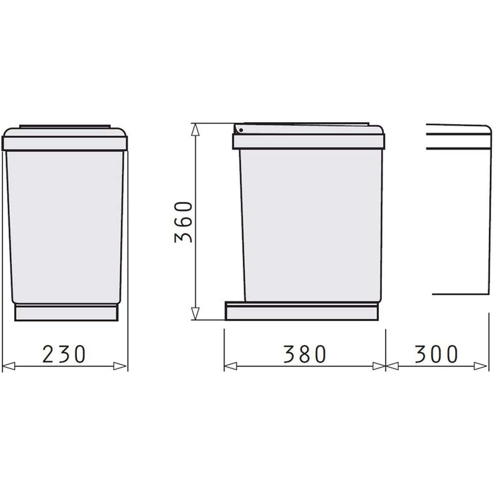 Збирач відходів PYRAMIS, пластиковий, Сірий, 2 х 7,5 літра / / Ширина шафи від 30 см