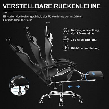 Ігрове крісло GTPLAYER з масажем, підставкою для ніг та підголовником