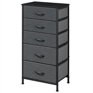 Комод з 5 шухлядами WOLTU SSK004whe: стильний комод-шафка для спальні, вітальні, коридору. Металевий каркас, ДСП, чорна деревина + темно-сірий колір.