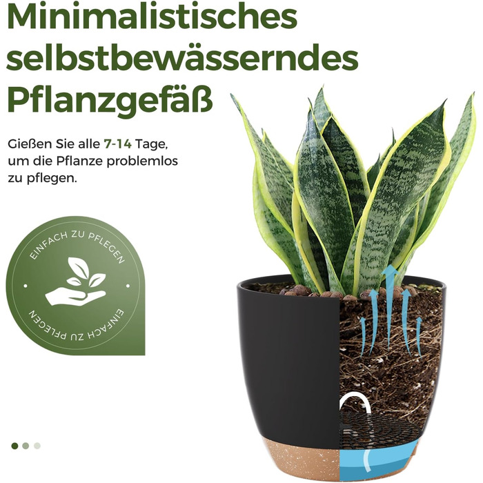 Набір горщиків для квітів Bamworld 6 шт. з автополивом, чорні, різні розміри (12.7-20.3 см), з підставкою, для розсади та кімнатних рослин