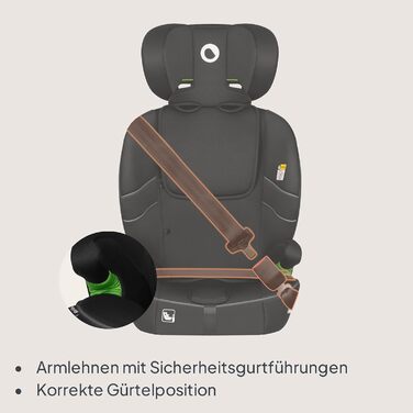 Автокрісло Lionelo Billy i-Size 76-150 см (15 міс - 12 років), ISOFIX, R129, Чорне