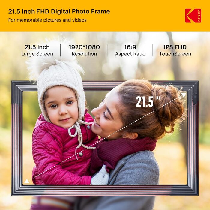 Цифровий фотоальбом Kodak 10 дюймів з Wi-Fi, 32GB, IPS HD сенсорний екран, авто-поворот, для дому та офісу