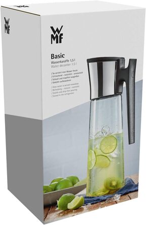 Скляна карафа WMF Basic з кришкою, 1,5 л - скляна посуда для води з нержавіючої сталі