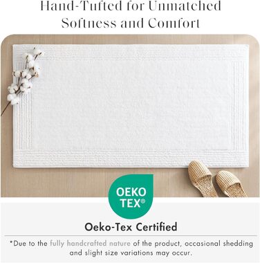 Килимок для ванної кімнати Madison Park Signature Splendor, 100% бавовна, високий ворс, 3000 г/м², готельна якість, швидковисихаючий, 61 x 183 см, білий