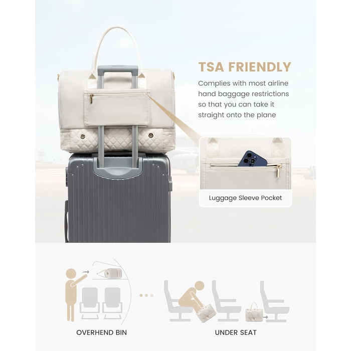 Сумка-мішок LOVEVOOK для жінок, 40л, 2 шт. (бежевий & хакі), з відділенням для взуття та мокрих речей, для подорожей, спортзалу, Gym, Yoga, ручна поклажа