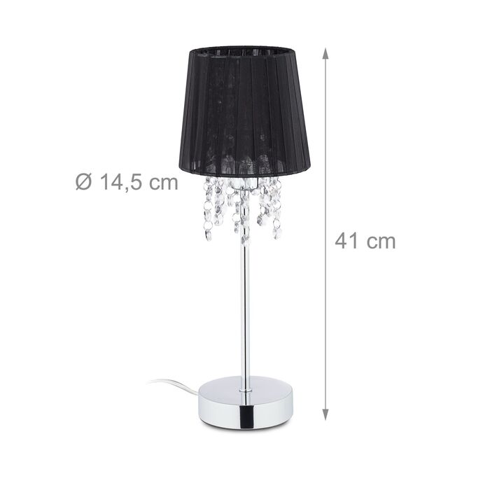 Relaxdays Кришталева Настільна Лампа з Шовковим Плафоном