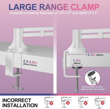 Мікрофонний стійкий кронштейн Low Profile для Blue Yeti, подкастингу та геймінгу, білий - до 2 кг, адаптери 3/8