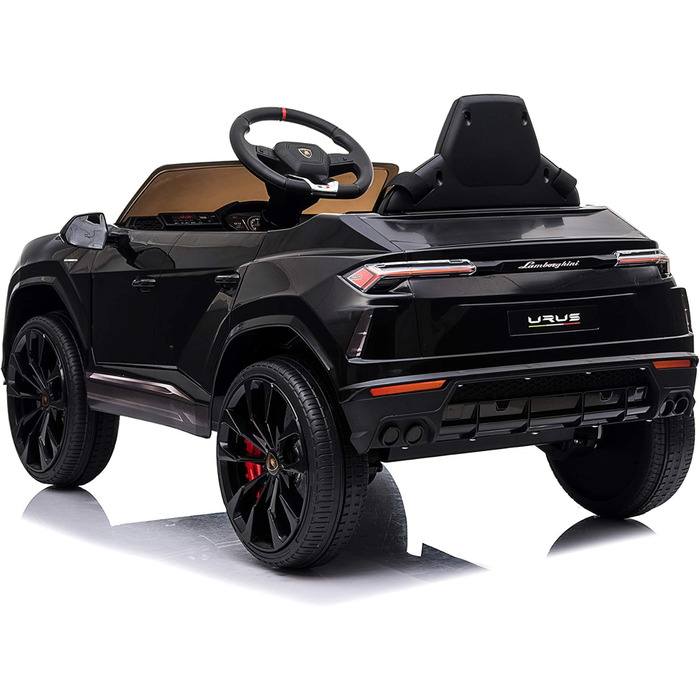 Дитячий електромобіль FINOOS Lamborghini Urus з оригінальною ліцензією, 12V акумулятор, вертикальні двері, 2 мотори, радіоуправління, чорний, для дітей 1-4 років