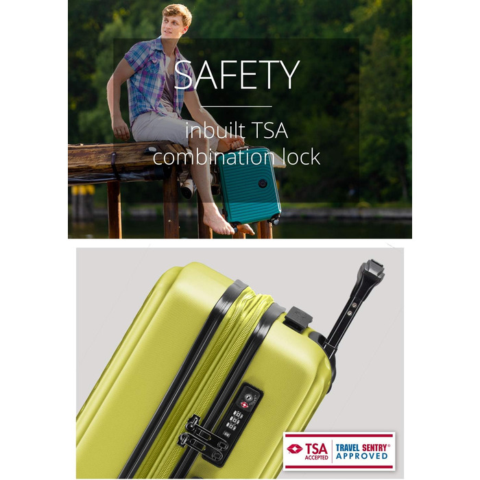 Набір валіз Hauptstadtkoffer Mitte (3 шт.) з цифровою біркою для багажу - дорожні валізи 55/68/77 см + брелок з QR-кодом, 4 подвійні колеса, міцний корпус ABS, XL-розширення об'єму, TSA-замок, (Farn, 55 см)