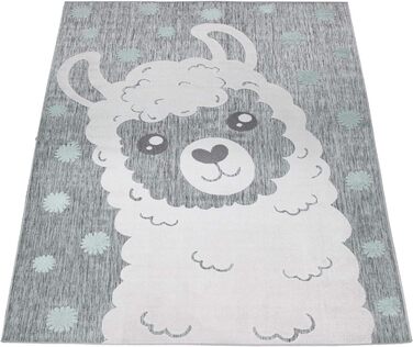 Дитячий килим для дитячої кімнати на відкритому повітрі Дитячий килим для хлопчиків для дівчаток Ігровий килим Llama Design Grey, Розмір (160x220 см)