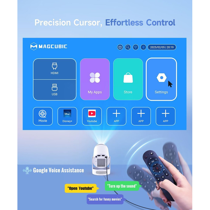 Міні проєктор Beamer 4K Android 11 Smart з автофокусом, WiFi 6, BT 5.0, Full HD 1080P, 260 ANSI, корекція трапецеїдальних спотворень, 5W динамік