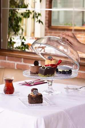 Pasabahce Patisserie - Тортниця скляна з ніжкою та кришкою, 25.4 см