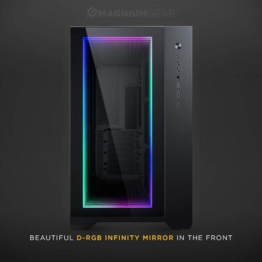 Корпус Magniumgear Neo Qube 2 IM ATX, подвійна камера, Digital-RGB, дзеркальна передня панель Infinity, скляні панелі, чорний