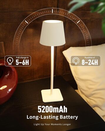 Стійка LED лампа LuminexDesigns бездротова з акумулятором 5200mAh, диммування, IP54, для дому та саду, 3000K/4500K/6000K, білий
