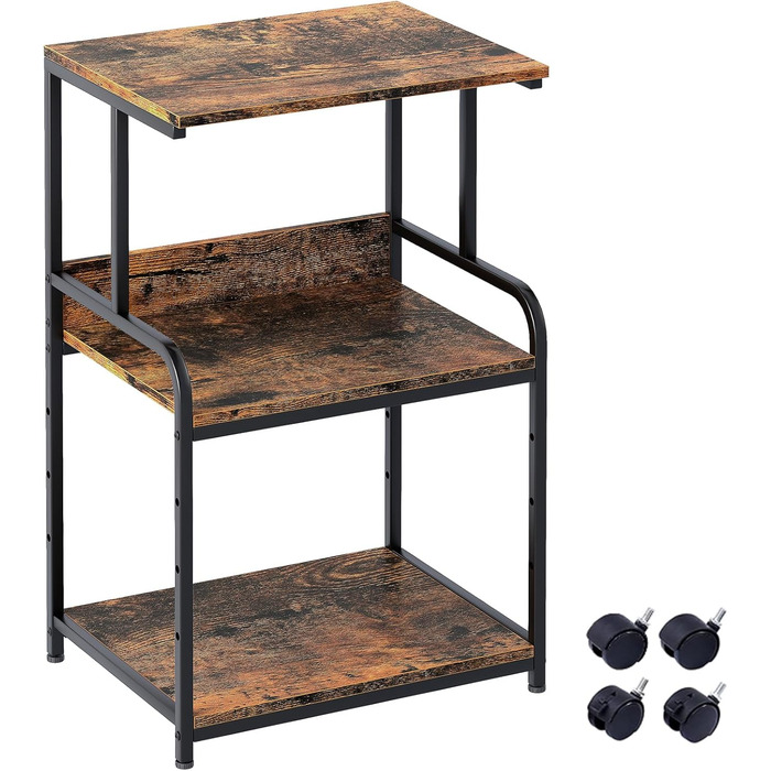 Двоярусний стіл для 3D-принтера з роликами, 50x40x80 см, білий/коричневий