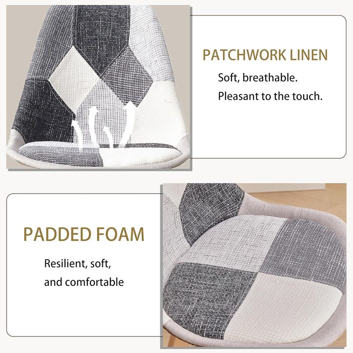 Стільці для їмжі GrandCA HOME: комплект з 4 шт., з масиву буку, в стилі ретро, чорно-білі, для кухні та офісу