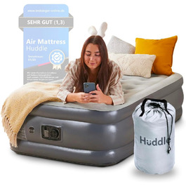Надувне ліжко Huddle Lite з інтегрованим насосом – зручна повітряна матрац для кемпінгу, гостей та запасних кімнат (одинарне, двоспальне, king-size)