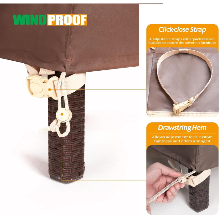 Захисний чохол для садово-патіо меблів F&J Outdoors - водовідштовхувальний, стійкий до УФ, для 3-х місць (208x99x61/89см)