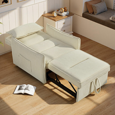 Трансформер-крісло 3-в-1 з функцією ліжка, підтримкою попереку, для вітальні, кремового кольору