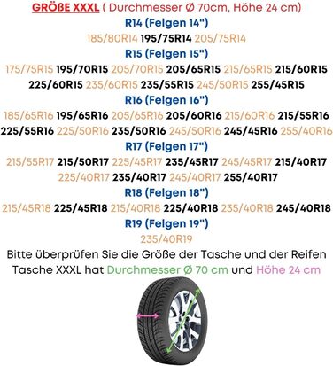 Чохли для шин 4 шт. Set з ручкою, зимові/літні шини, захисні чохли, водонепроникні, універсальні 15-19 дюймів (XXXL)