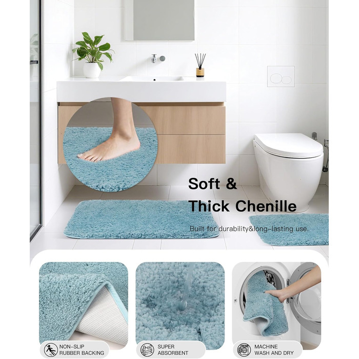 Набір аксесуарів для ванної кімнати IMAVO, 9 предметів: сміттєвий бак, дозатор мила, мильниця, тримач для зубних щіток, стакан для зубних щіток, тримач для унітазного йоржика, диспенсер для ватних паличок (Блакитний, 26 предметів + шторка для душу з факту