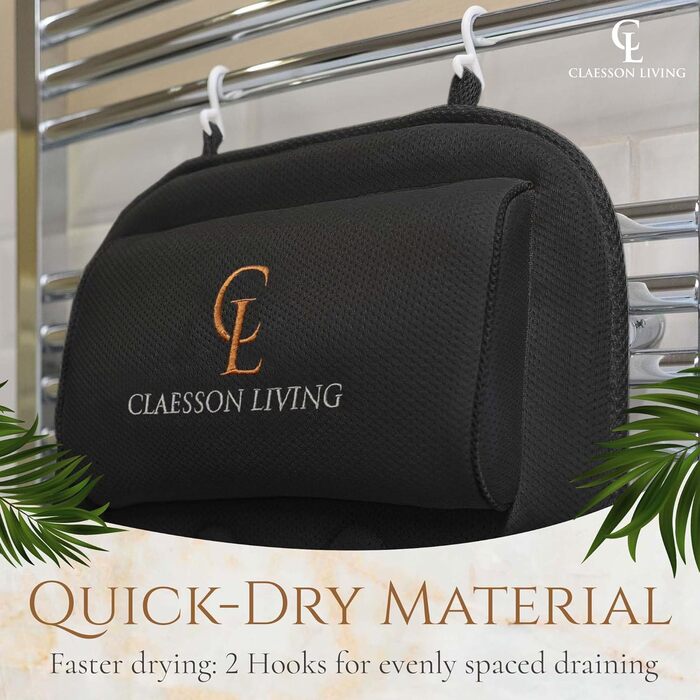 Подушка для ванни повного тіла 125x43 см - килимок для ванни з підголовником для підтримки шиї, спини та ніг - з мішком для прання та подорожей та гачком для швидкого сушіння - (Чорний)