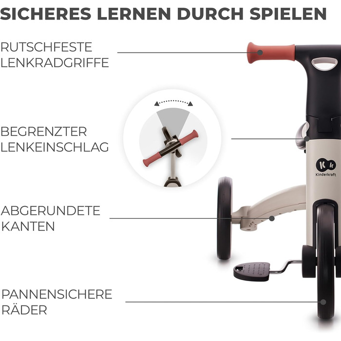 Триколісний велосипед Kinderkraft 4TRIKE 3в1: біговел, самокат, з сидінням, сірий, від 12 міс. до 5 років