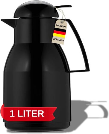 Термос Helios Top Push, 1 літр, чорний (пластикова ізоляція)