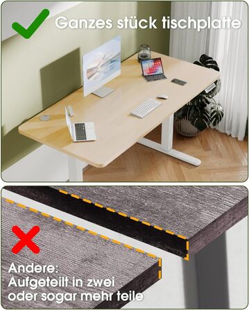 Електричний стіл Flamaker з регулюванням висоти, 160 x 60 см, з пам'яттю, для геймінгу, USB-зарядка (Бежевий)