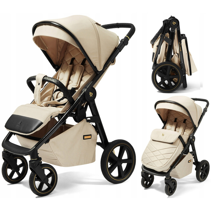 Дитячий прогулянковий візок 4BABY Xplode, алюмінієвий, у відтінках коричневого та бежевого