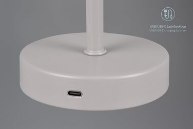 Освітлення LED настільна лампа Julien, заряджається через USB-C, сенсорний затемнений, Ø 12 см, висота 30 см, сірий