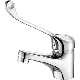 Змішувач для ванної кімнати Ibergrif Bari з медичним грифом, настінний, хром/срібло, висота виливу 45 мм, модель M11053 Modern