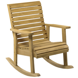Крісло-гойдалка Outsunny Крісло-гойдалка з підлокітником, садове крісло Relax Chair для балкона та тераси, з навантаженням до 130 кг, ялинове дерево світло-коричневого кольору
